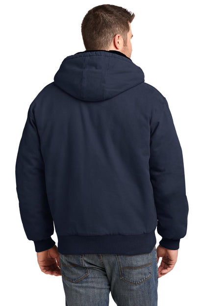 Navy CornerStone Washed Duck Cloth Insulated Hooded Work Jacket. CSJ41 plain