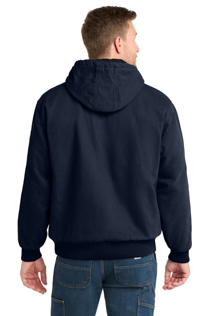Navy CornerStone Washed Duck Cloth Insulated Hooded Work Jacket. CSJ41 plain
