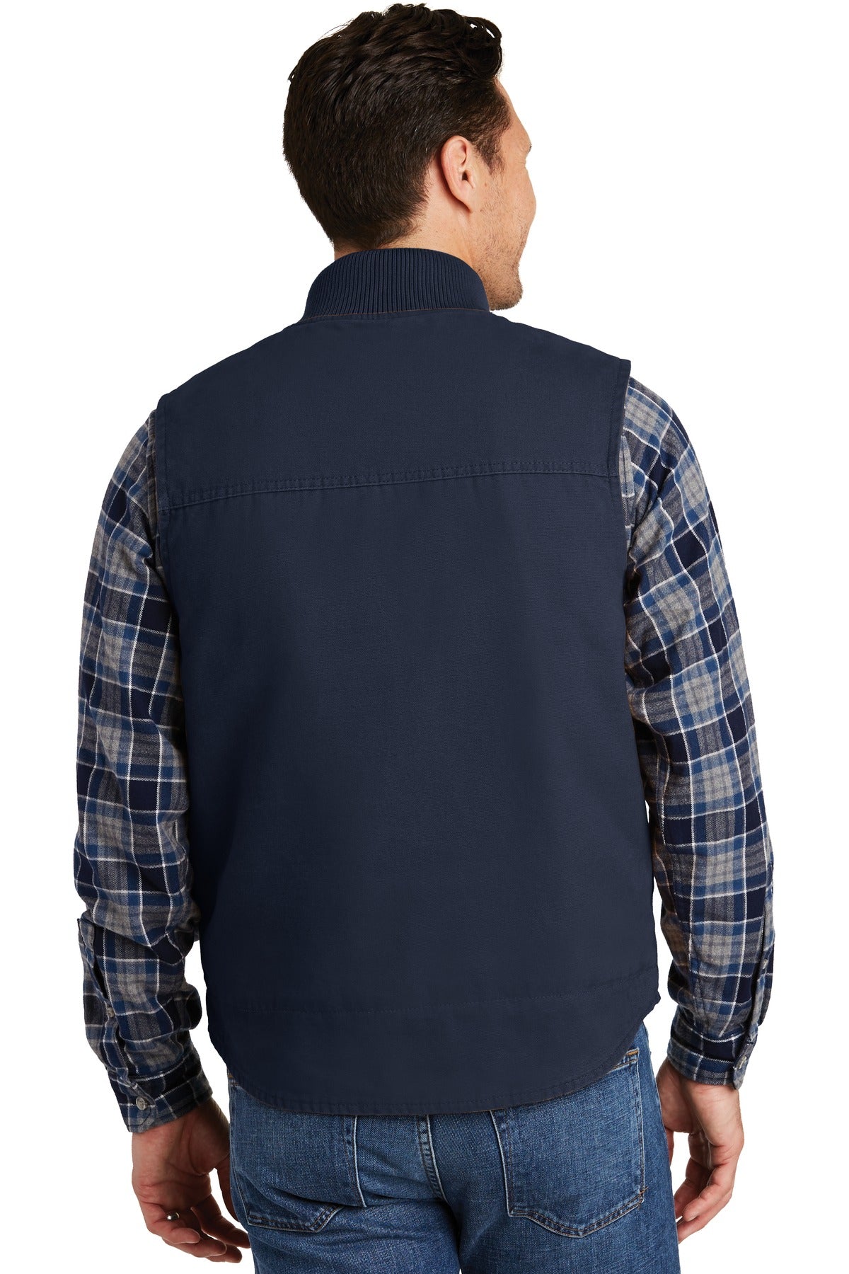 Navy CornerStone Washed Duck Cloth Vest. CSV40 plain