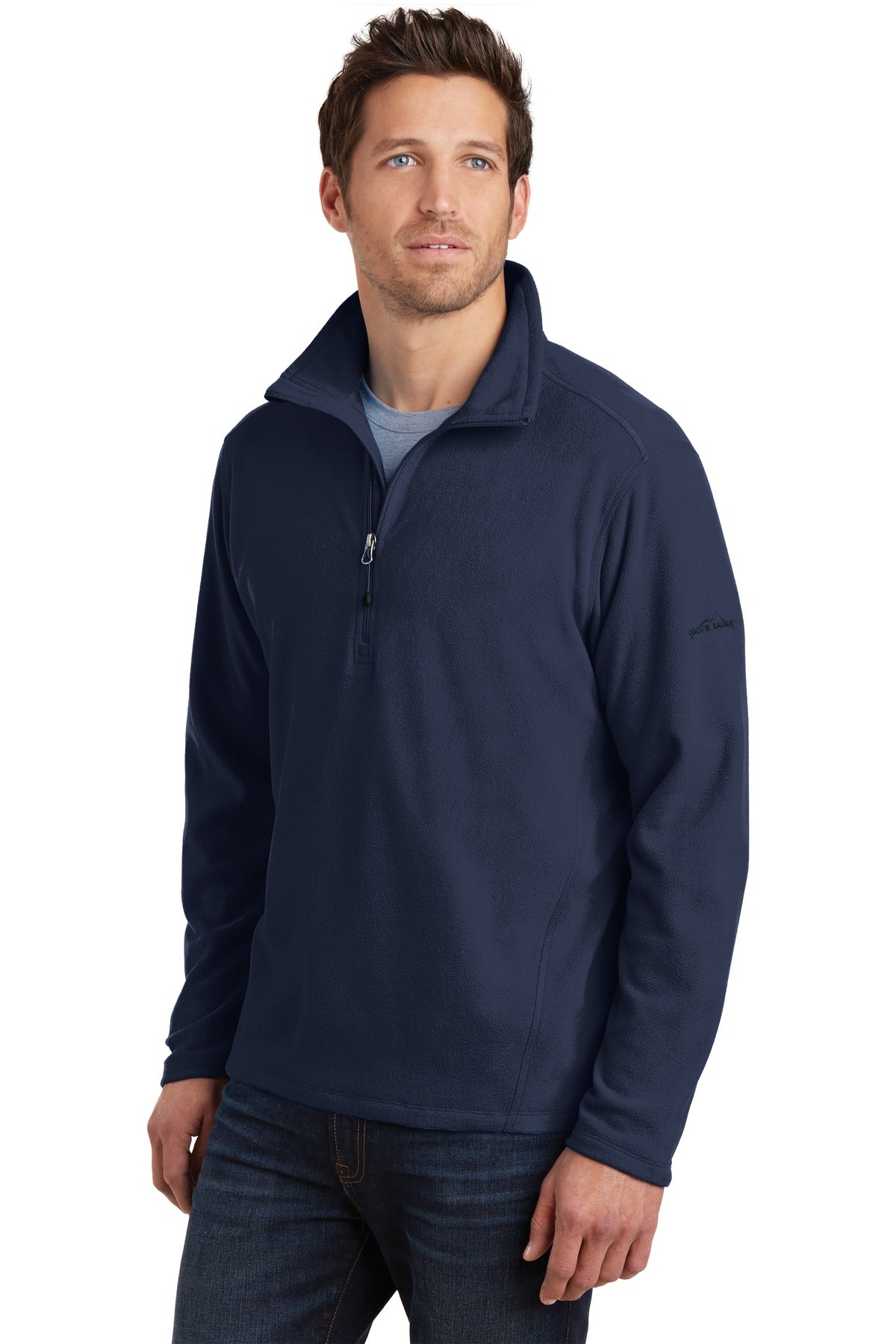 Navy Eddie Bauer 1/2-Zip Microfleece Jacket. EB226 plain