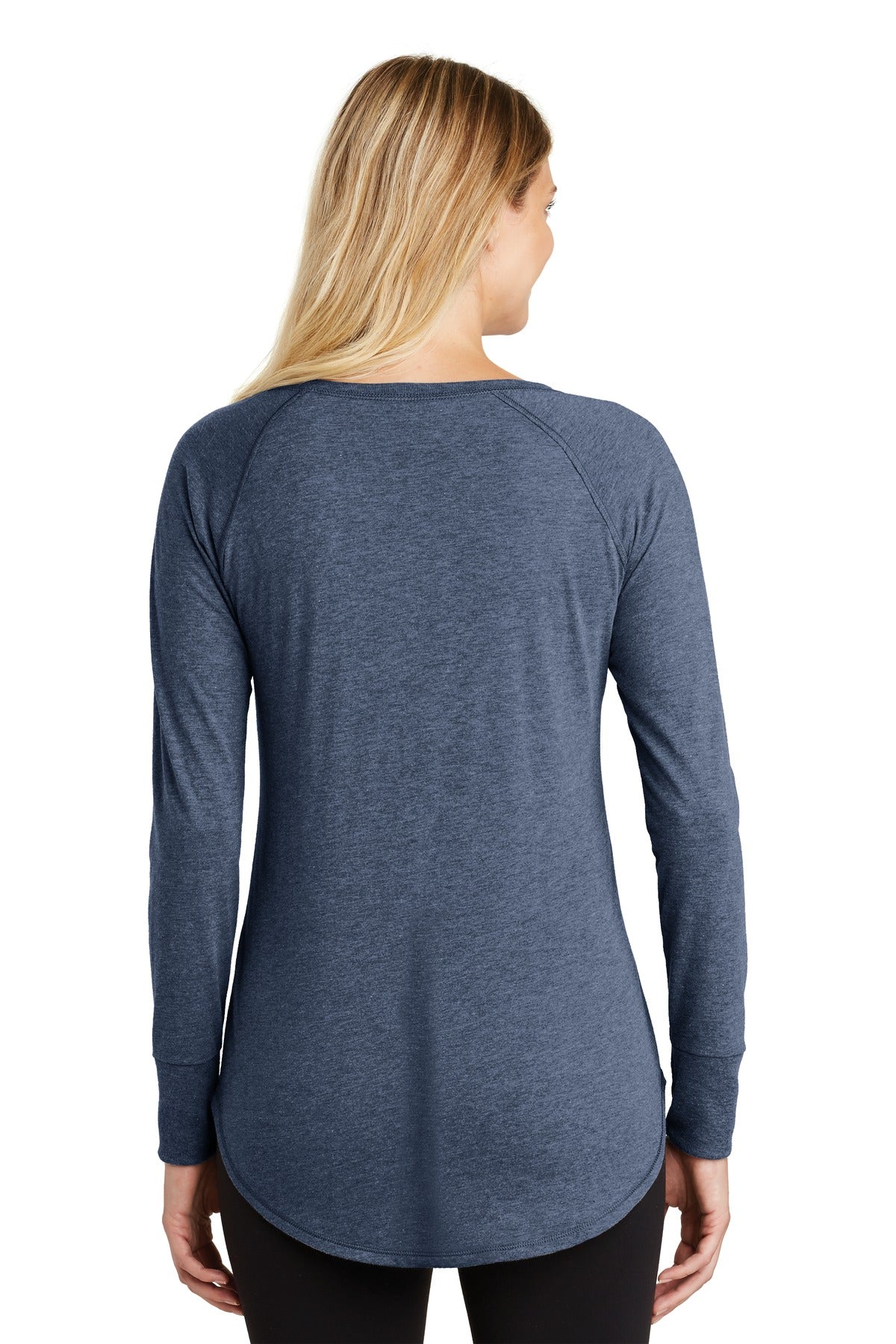 Navy Frost District Women's Perfect Tri Long Sleeve Tunic Tee. DT132L plain