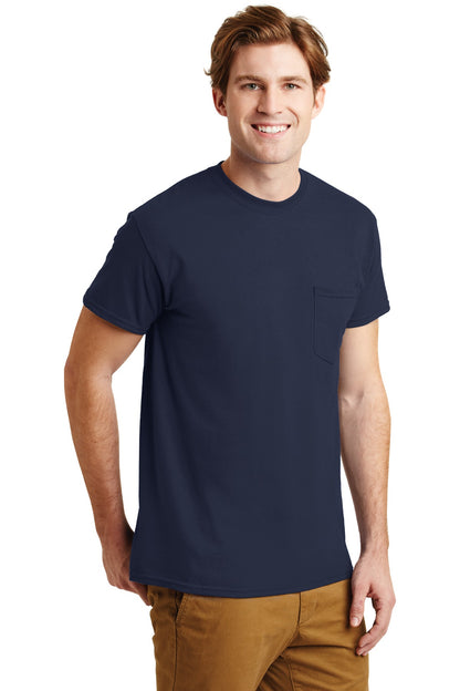 Navy Gildan - DryBlend 50 Cotton/50 Poly Pocket T-Shirt. 8300 plain