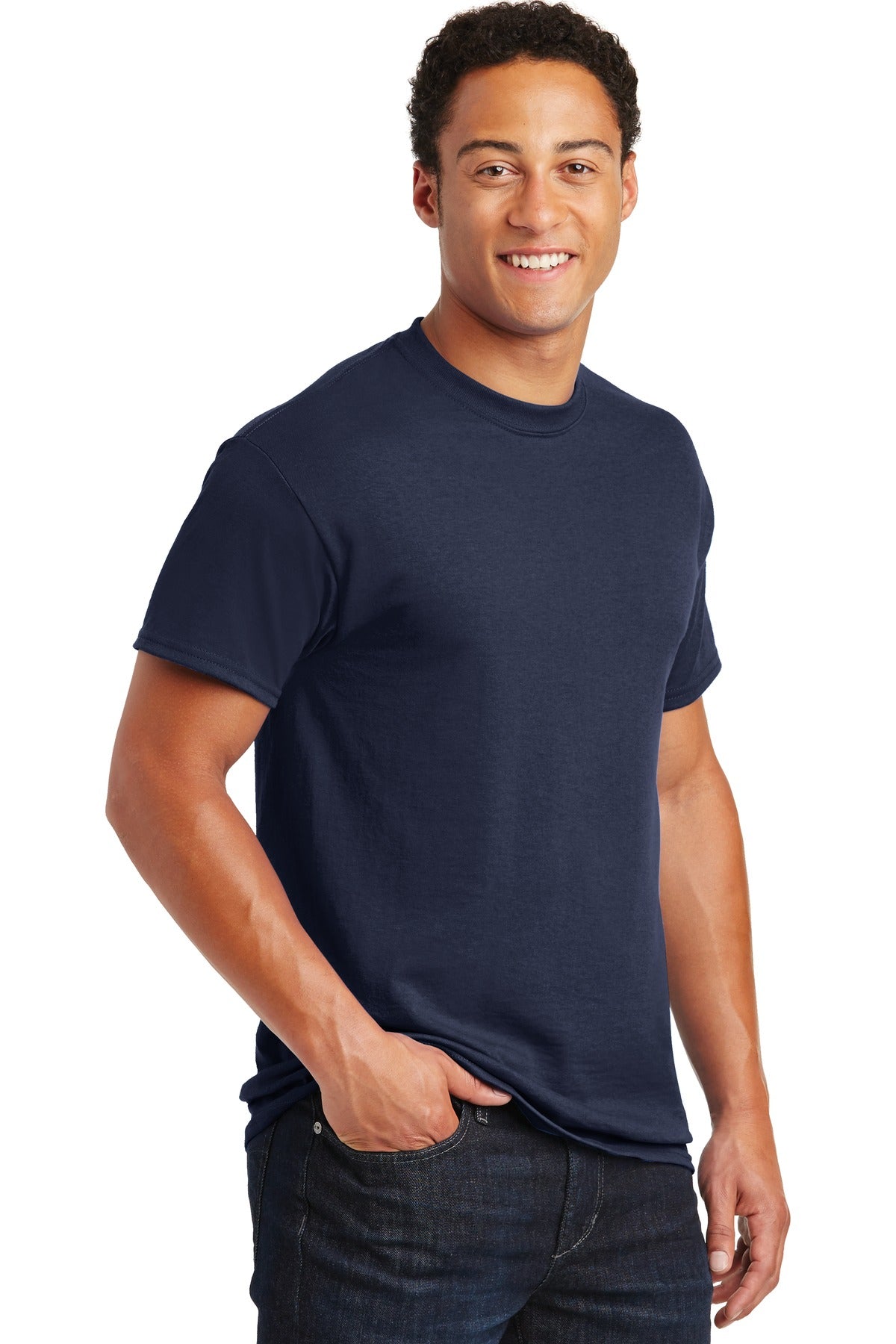 Navy Gildan DryBlend 50 Cotton/50 Poly T-Shirt. 8000 plain