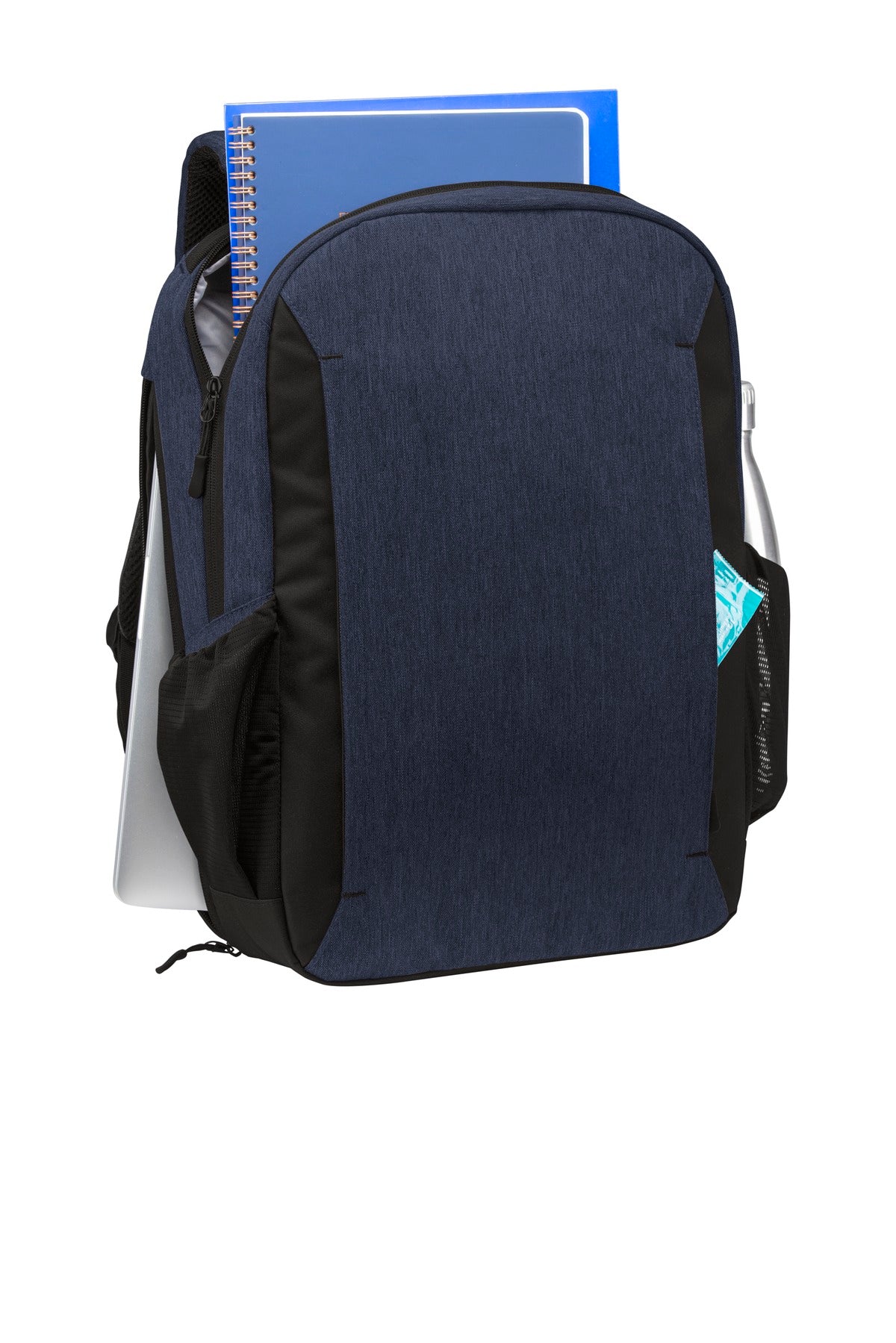 Navy Heather Port Authority Vector Backpack. BG209 plain