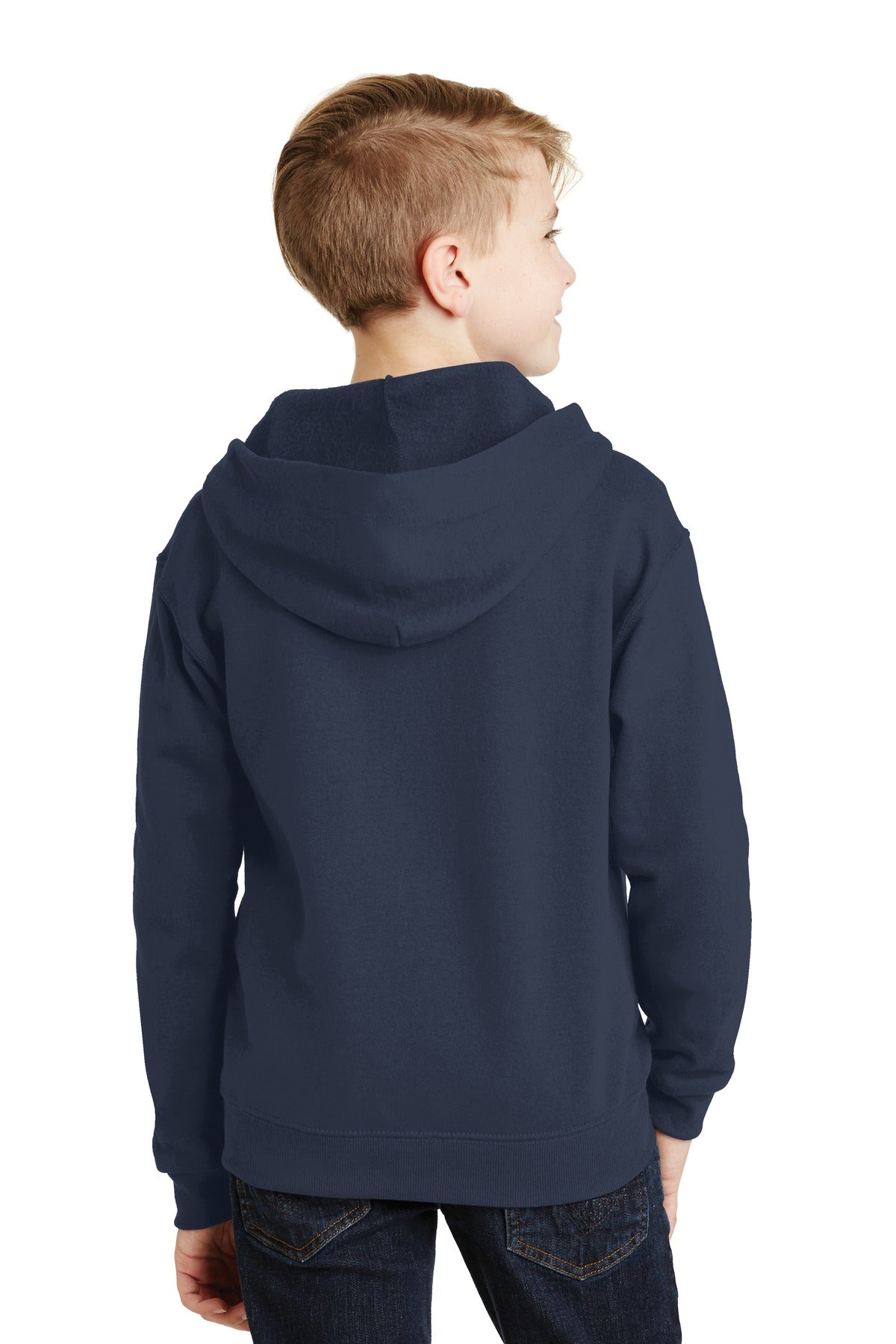 Navy Jerzees - Youth NuBlend Full-Zip Hooded Sweatshirt. 993B plain