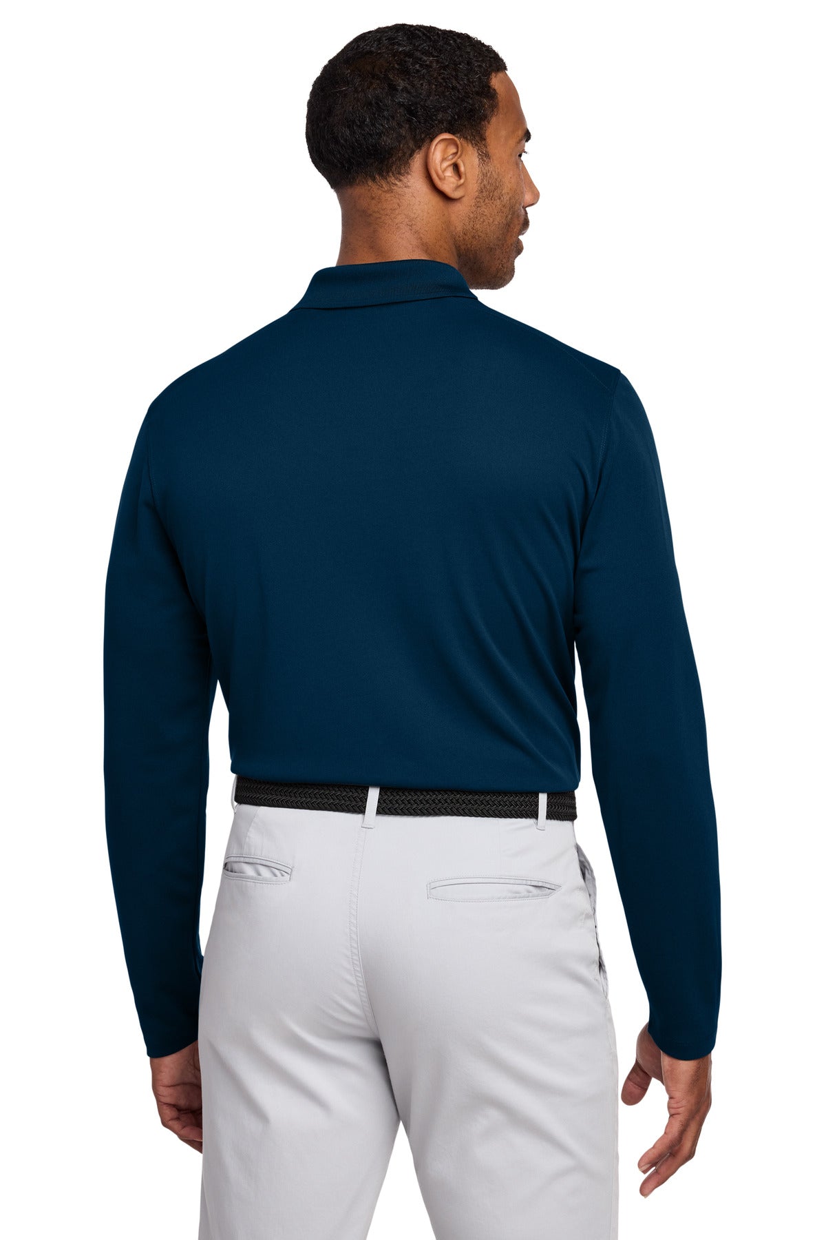 Navy Nike Dri-FIT Micro Pique 2.0 Long Sleeve Polo NKDC2104 plain