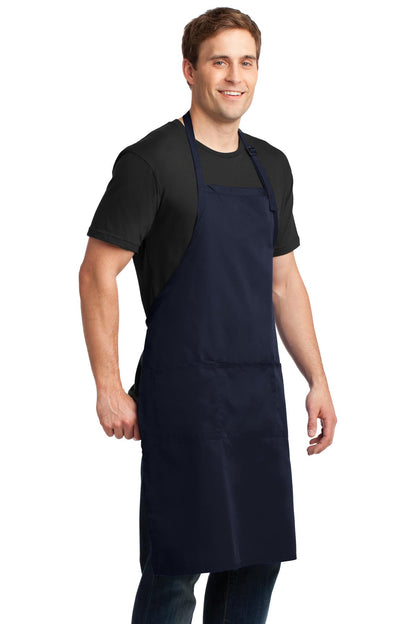 Navy Port Authority Easy Care Extra Long Bib Apron with Stain Release. A700 plain