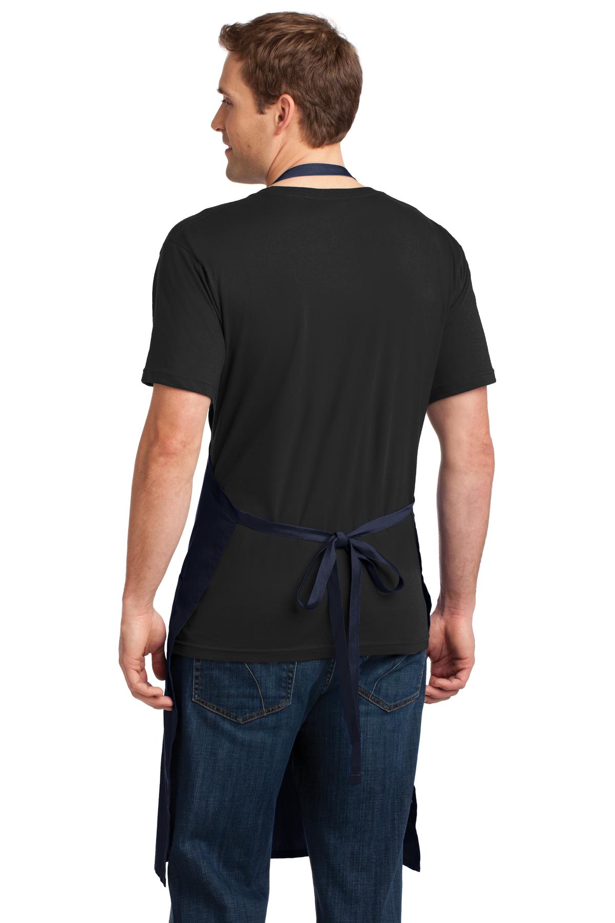 Navy Port Authority Easy Care Extra Long Bib Apron with Stain Release. A700 plain