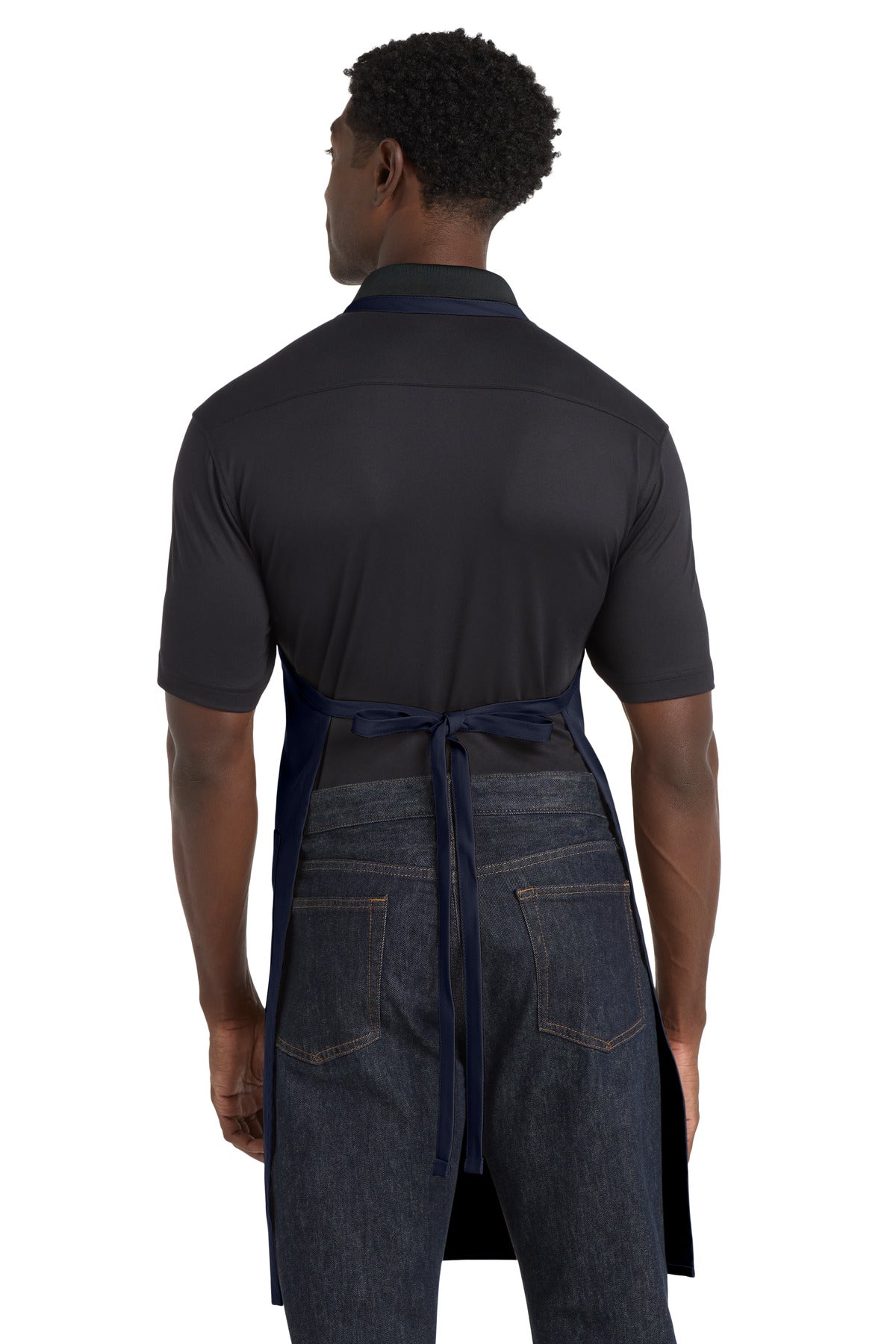 Navy Port Authority Easy Care Extra Long Bib Apron with Stain Release. A700