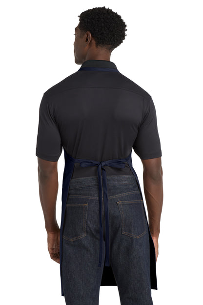Navy Port Authority Easy Care Extra Long Bib Apron with Stain Release. A700