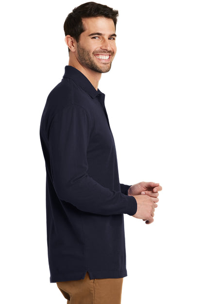 Navy Port Authority EZCotton Long Sleeve Polo. K8000LS plain
