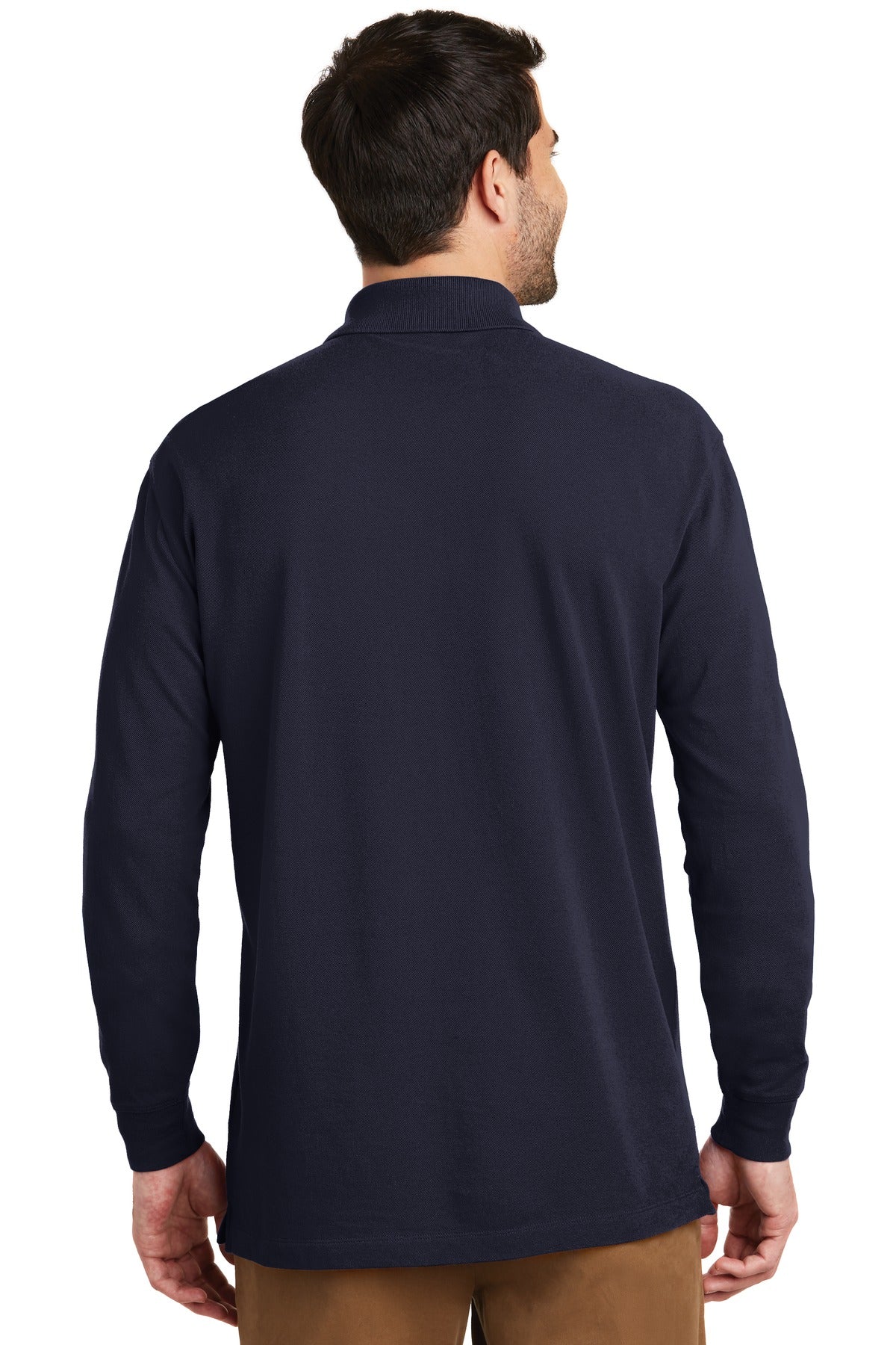 Navy Port Authority EZCotton Long Sleeve Polo. K8000LS plain
