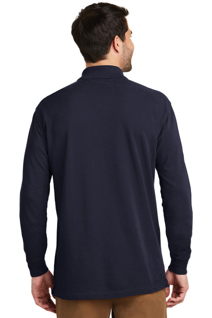 Navy Port Authority EZCotton Long Sleeve Polo. K8000LS plain