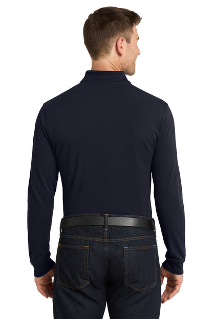 Navy Port Authority EZCotton Long Sleeve Polo. K8000LS plain