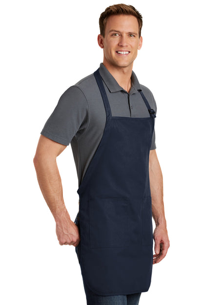 Navy Port Authority Full-Length Apron with Pockets. A500 plain