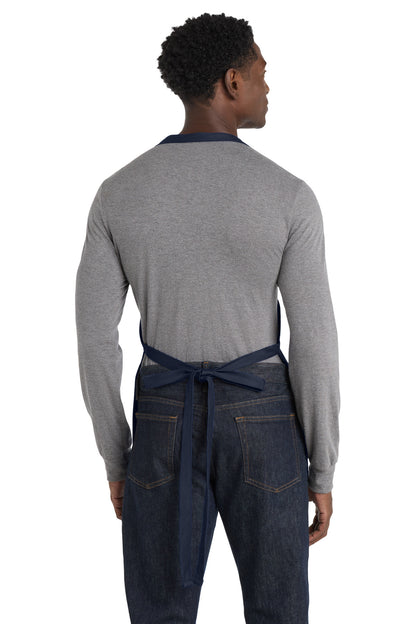 Navy Port Authority Medium-Length Apron with Pouch Pockets. A510 plain