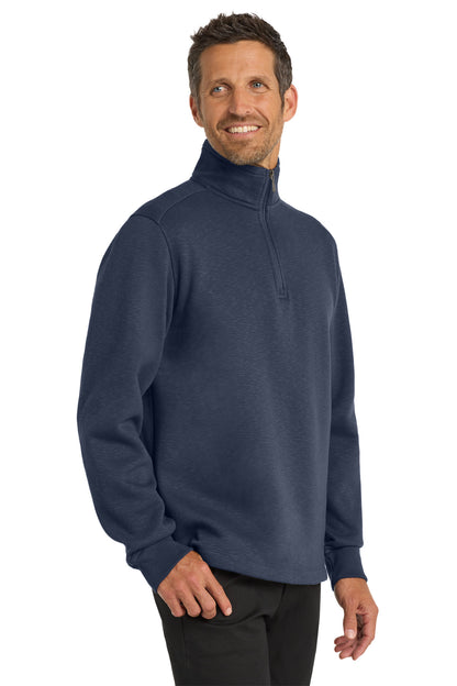 Navy Port Authority Slub Fleece 1/4-Zip Pullover. F295 plain