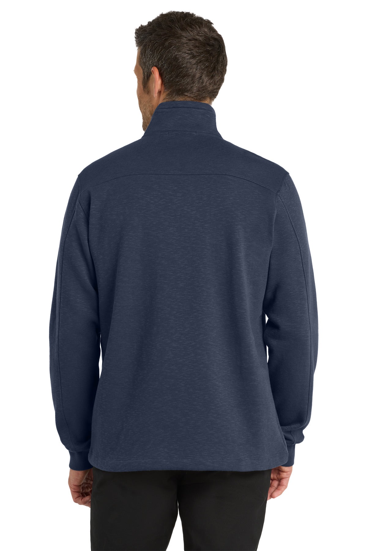 Navy Port Authority Slub Fleece 1/4-Zip Pullover. F295 plain