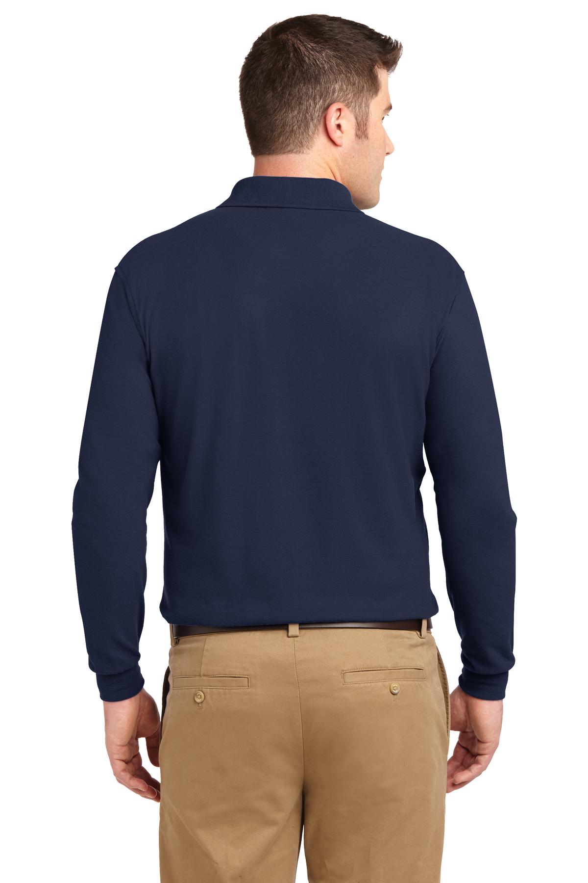 Navy Port Authority Tall Silk Touch Long Sleeve Polo. TLK500LS plain