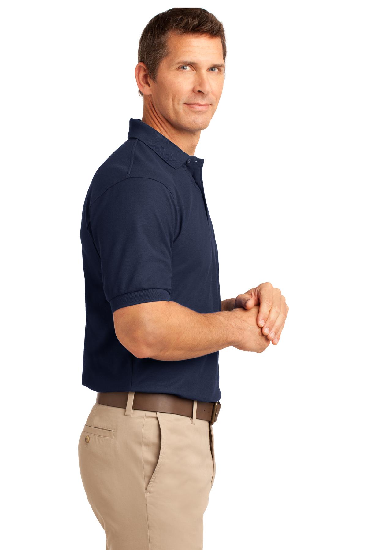 Navy Port Authority Tall Silk Touch Polo with Pocket. TLK500P plain