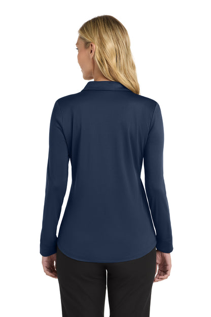 Navy Port Authority Women's Silk Touch Performance Long Sleeve Polo. L540LS plain
