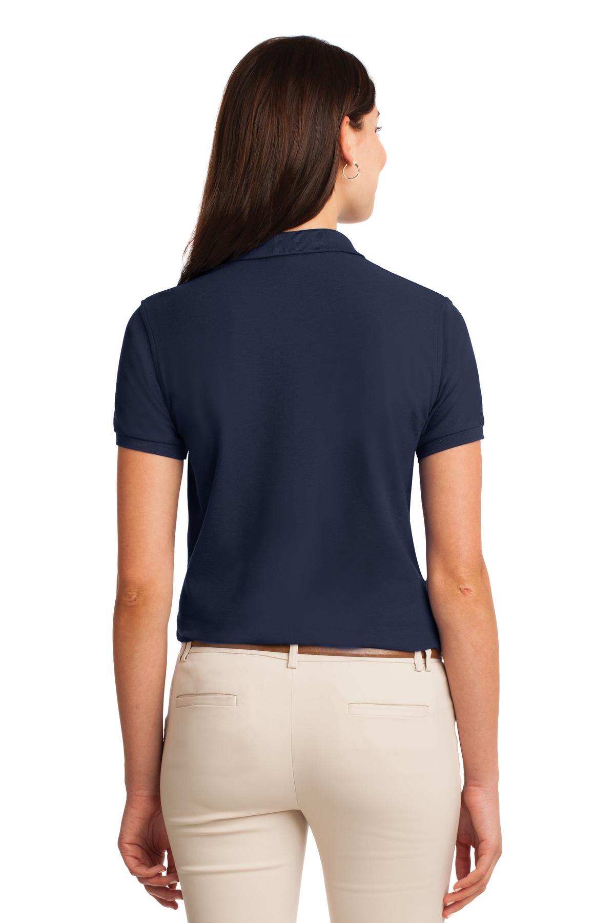 Navy Port Authority Women's Silk Touch Polo. L500 plain
