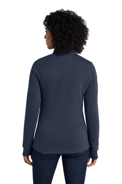 Navy Port Authority Women's Slub Fleece Full-Zip Jacket. L293 plain