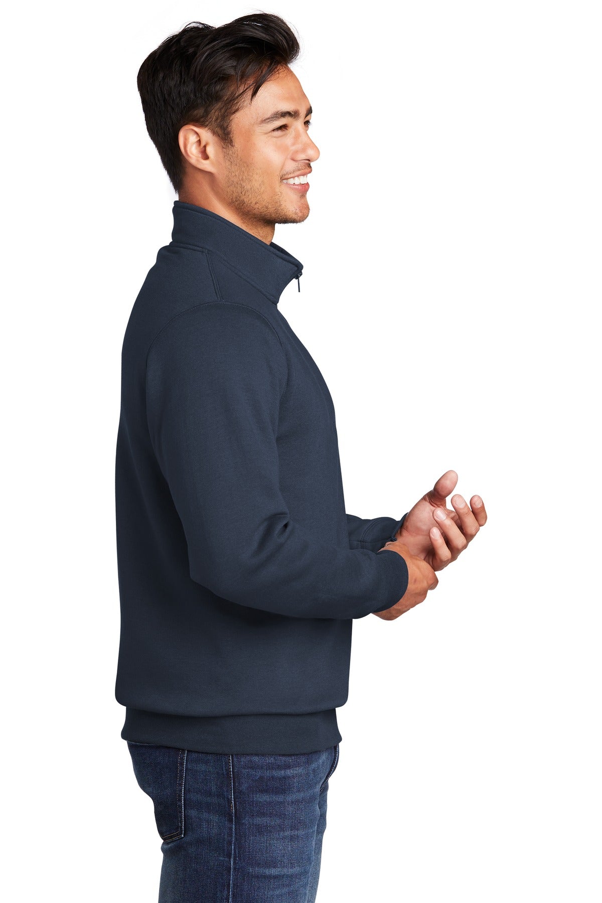 Navy Port & Co Core Fleece 1/4-Zip Pullover Sweatshirt PC78Q