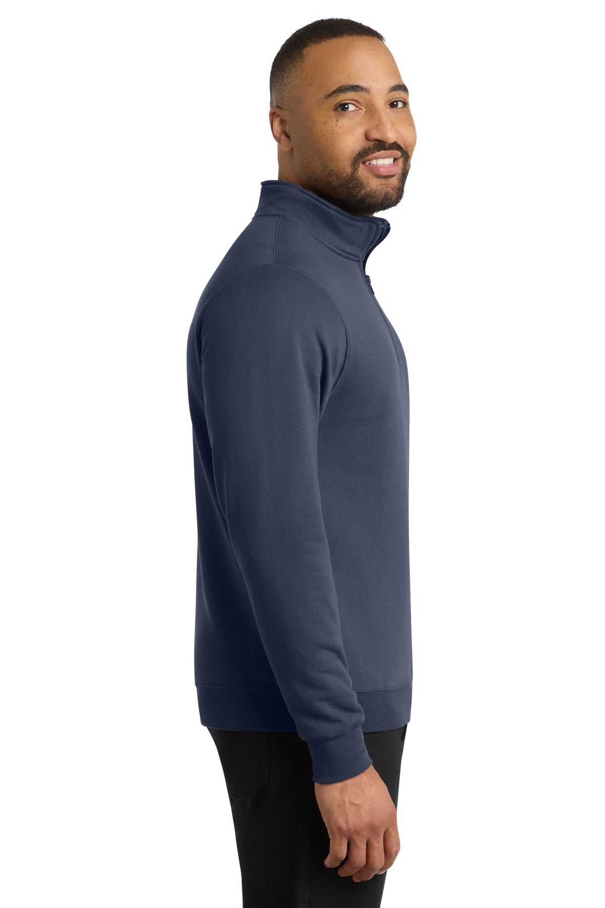 Navy Port & Co Core Fleece 1/4-Zip Pullover Sweatshirt PC78Q