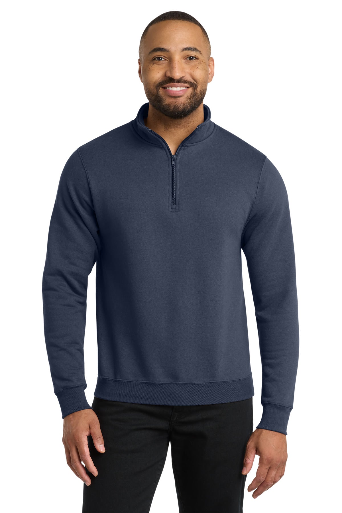 Navy Port & Co Core Fleece 1/4-Zip Pullover Sweatshirt PC78Q