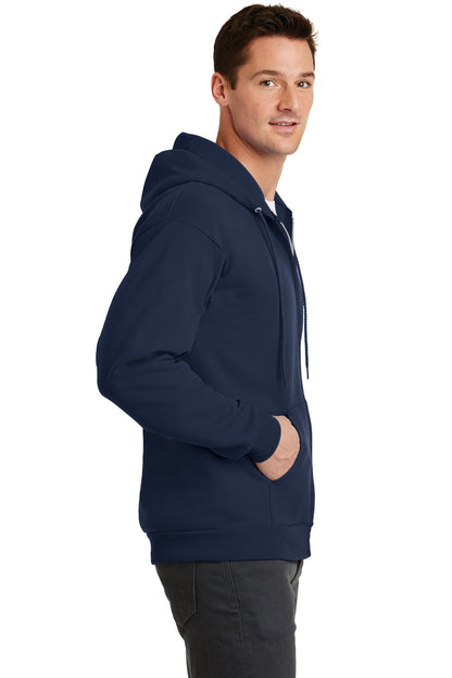 Navy Port & Co Core Fleece Full-Zip Hooded Sweatshirt. PC78ZH plain