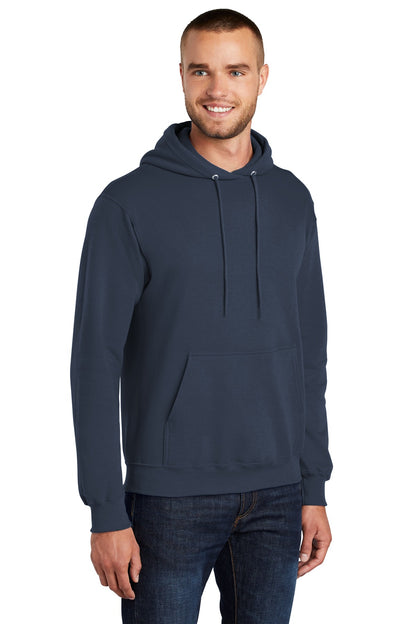 Navy Port & Co Core Fleece Pullover Hooded Sweatshirt. PC78H