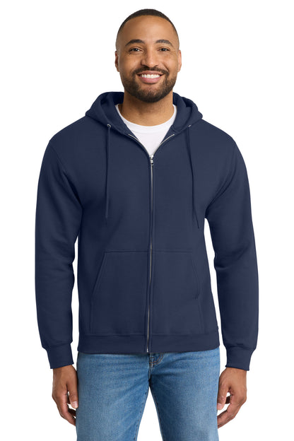 Navy Port & Co Tall Essential Fleece Full-Zip Hooded Sweatshirt. PC90ZHT plain