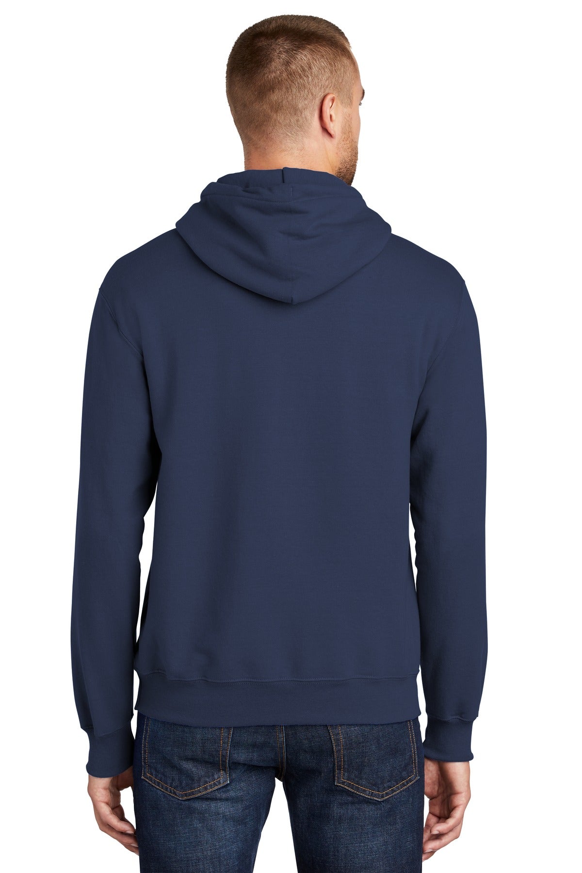 Navy Port & Co Tall Essential Fleece Pullover Hooded Sweatshirt. PC90HT plain