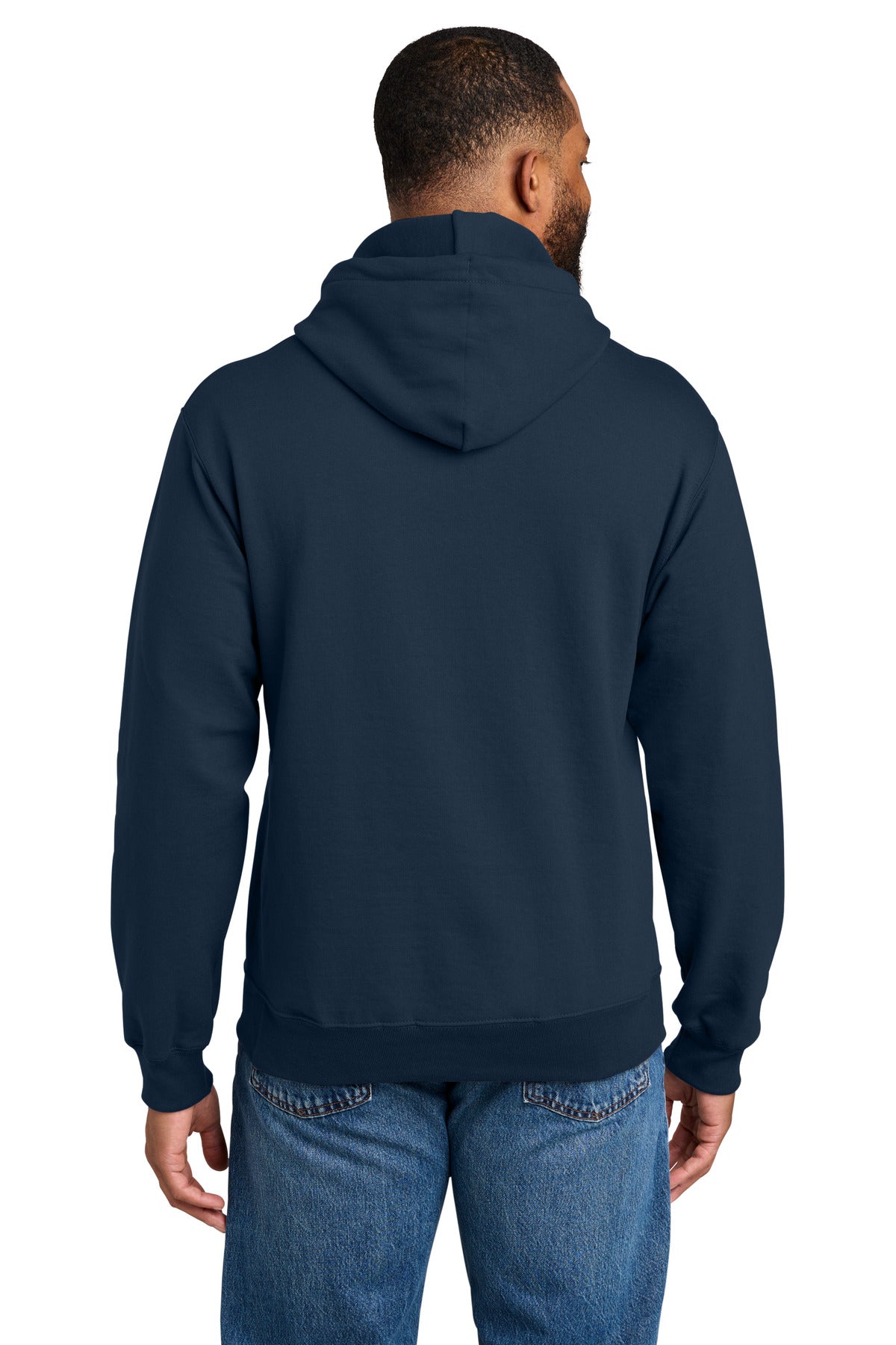 Navy Port & Co Tall Essential Fleece Pullover Hooded Sweatshirt. PC90HT plain