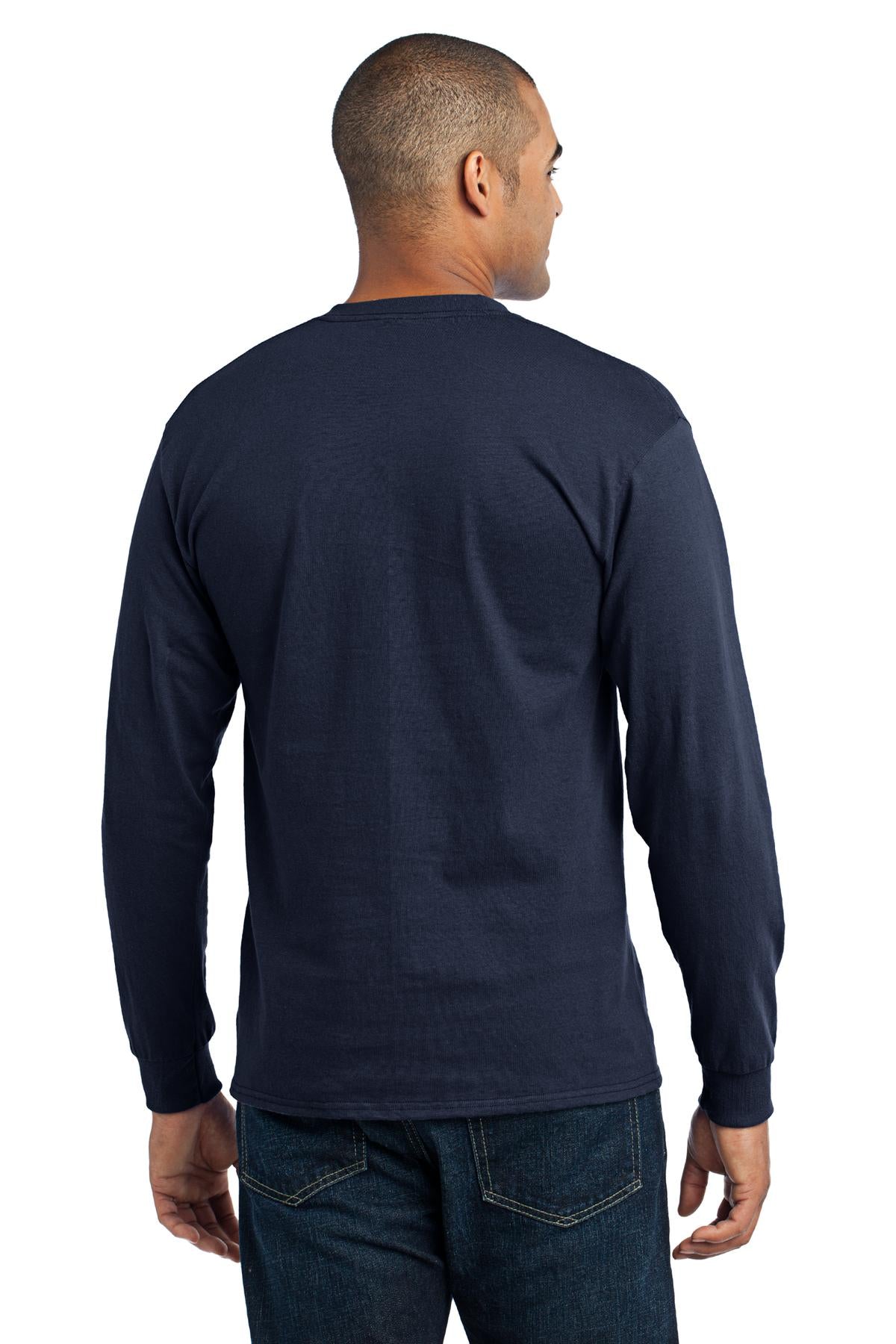 Navy Port & Co Tall Long Sleeve Core Blend Tee. PC55LST plain