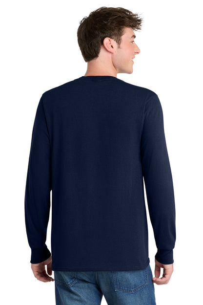 Navy Port & Co Tall Long Sleeve Core Blend Tee. PC55LST plain