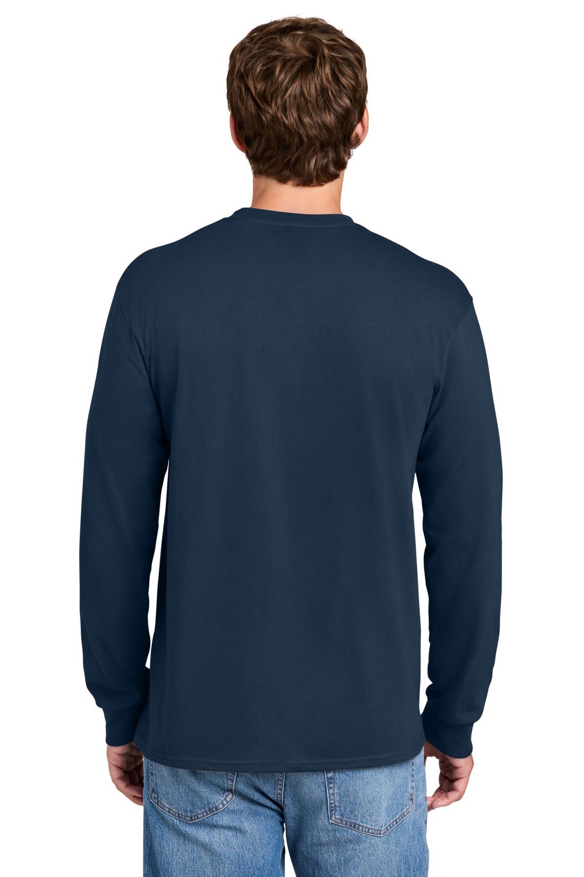 Navy Port & Co Tall Long Sleeve Essential Pocket Tee. PC61LSPT plain