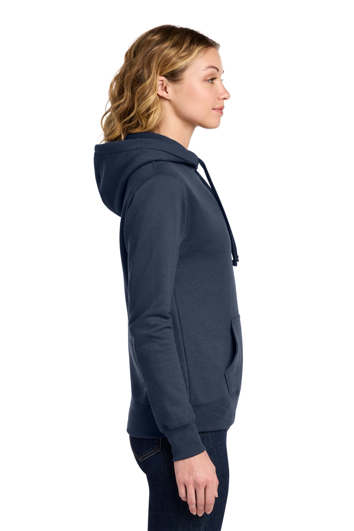 Navy Port & Co Women's Core Fleece Pullover Hooded Sweatshirt LPC78H plain