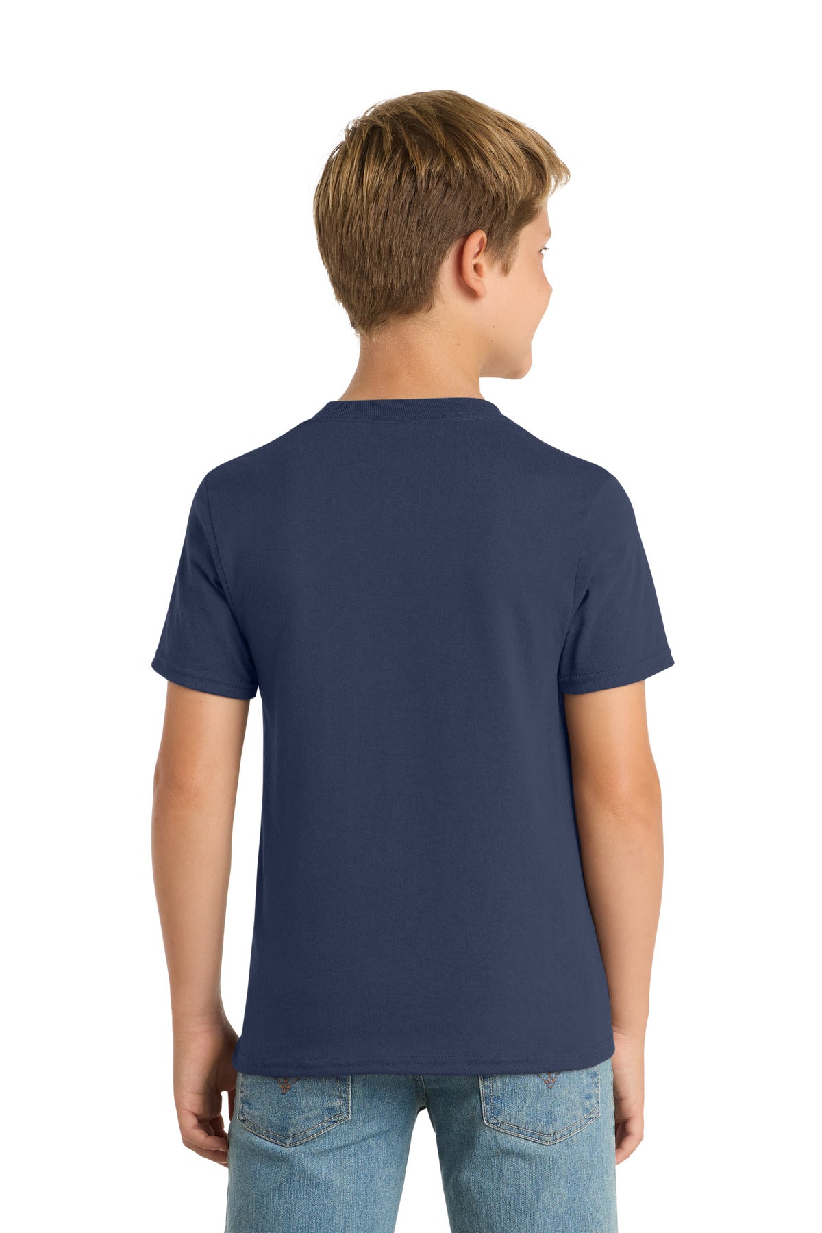 Navy Port & Co Youth Core Blend Tee. PC55Y plain