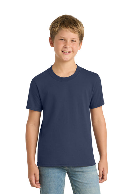 Navy Port & Co Youth Core Blend Tee. PC55Y plain