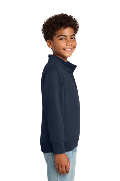Navy Port & Co Youth Core Fleece 1/4-Zip Pullover Sweatshirt PC78YQ plain
