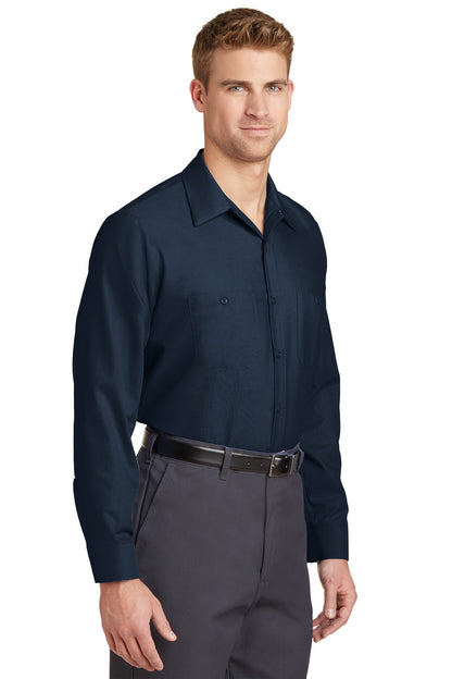 Navy Red Kap Long Sleeve Industrial Work Shirt. SP14 plain