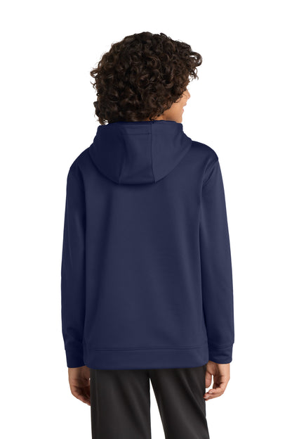 Navy Sport-Tek Youth Sport-Wick Fleece Hooded Pullover. YST244 plain