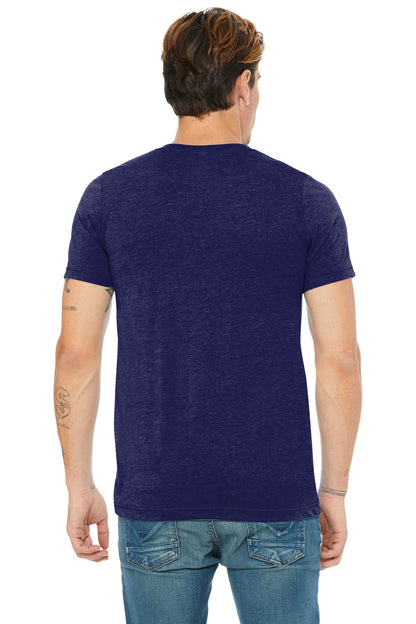 Navy TB BELLA+CANVAS Unisex Triblend Short Sleeve V-Neck Te. BC3415 plain