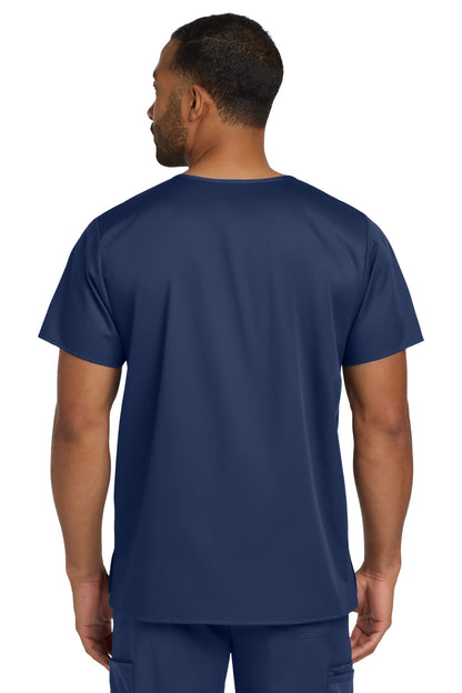 Navy Wink Unisex WorkFlex Chest Pocket V-Neck Top WW3160 plain