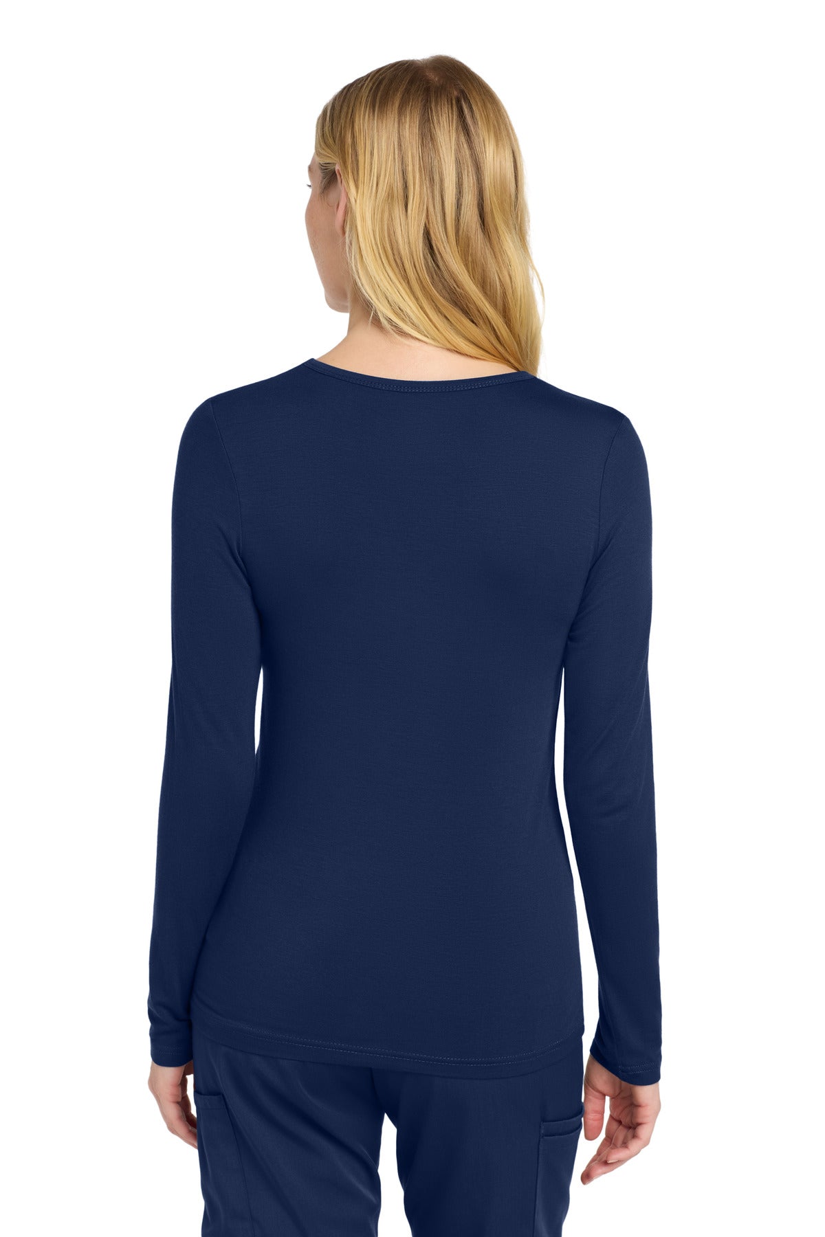 Navy Wink Women's Long Sleeve Layer Tee WW4029 plain