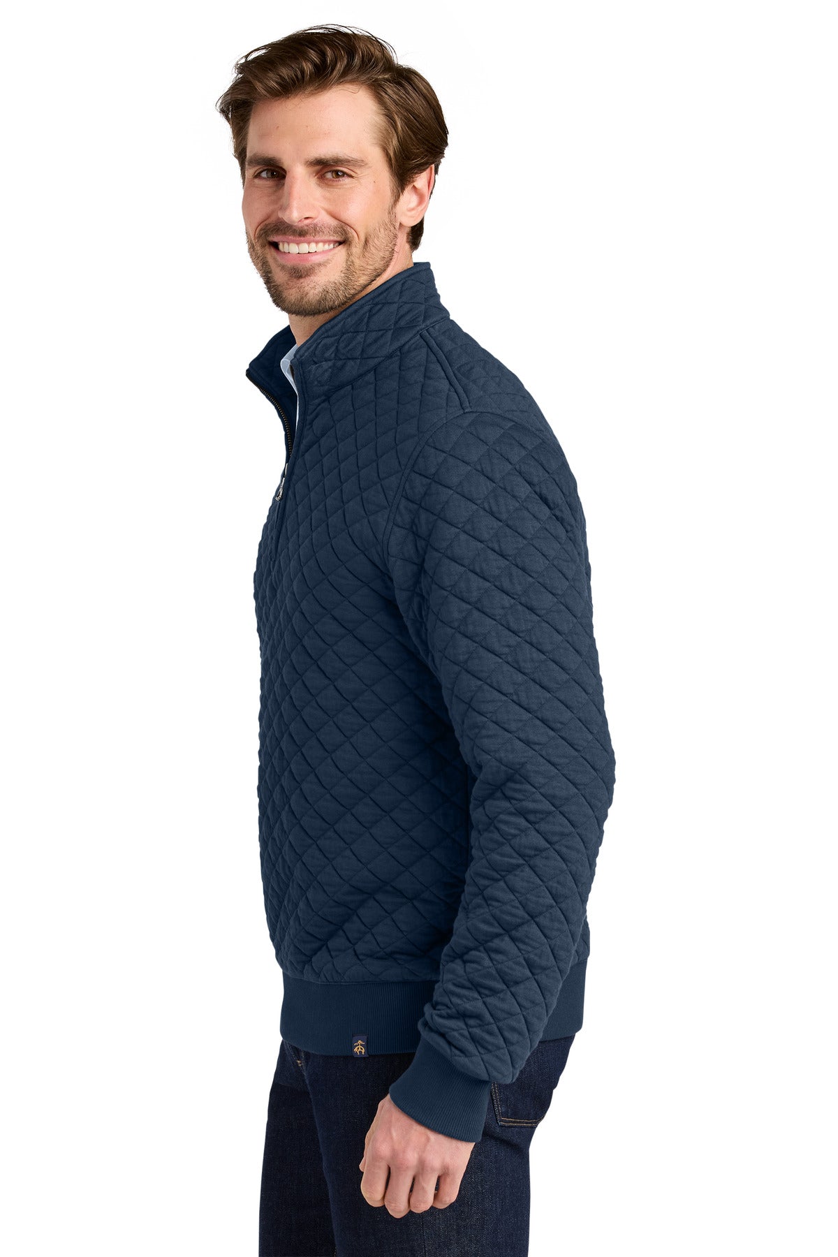 NavyBlazer Brooks Brothers Diamond Quilt 1/4-Zip BB18212 plain