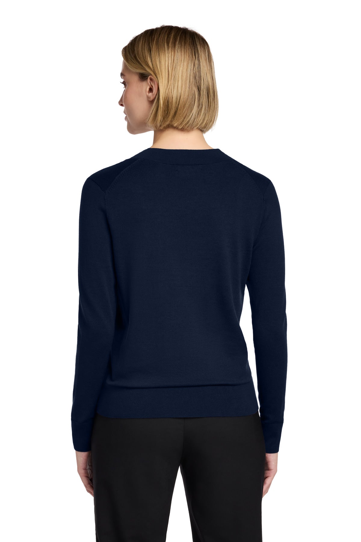 NavyBlazer Brooks Brothers Women's Cotton Stretch V-Neck Sweater BB18401 plain