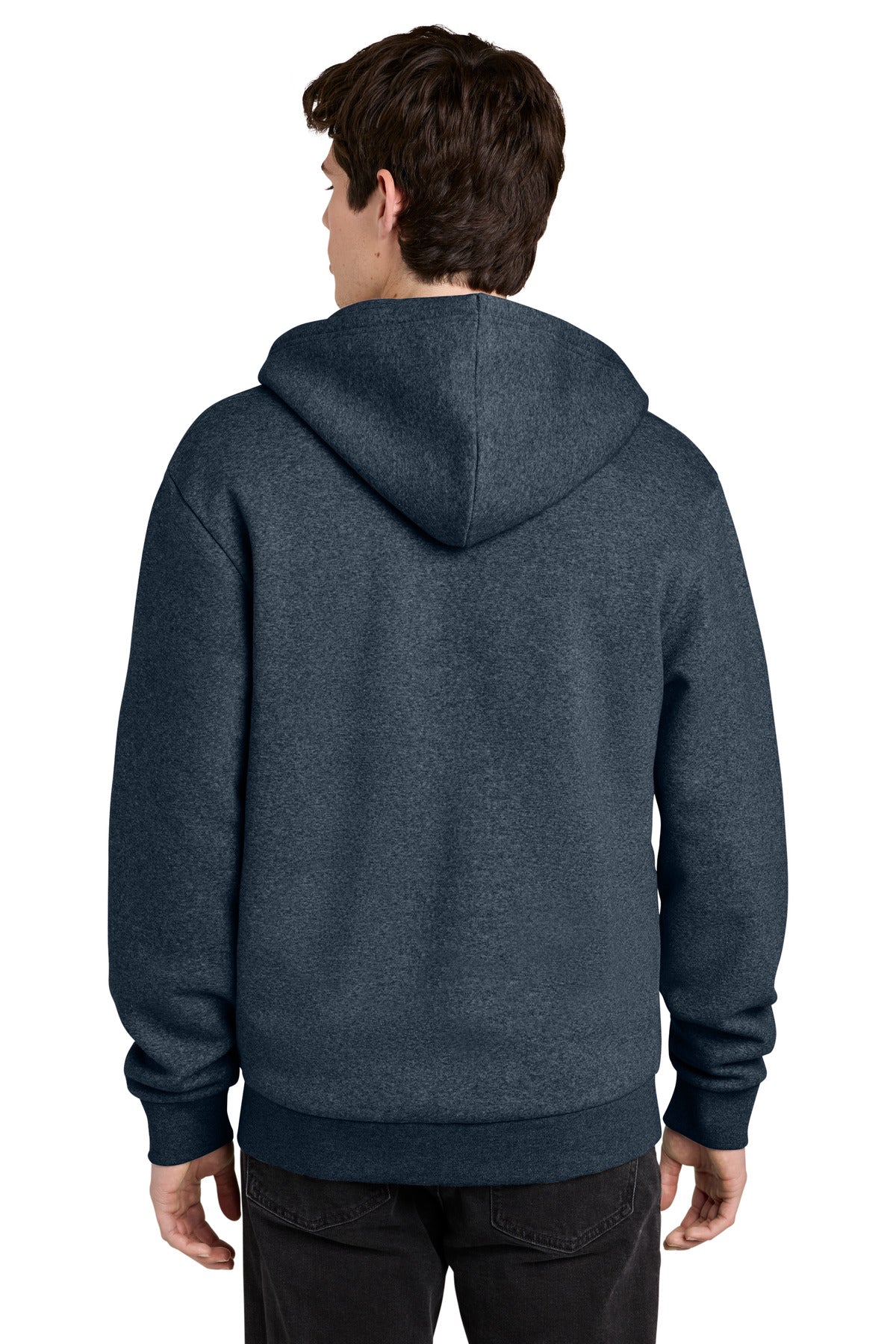 NavyHthr District MelloFleece Full-Zip Hoodie DT6702 plain